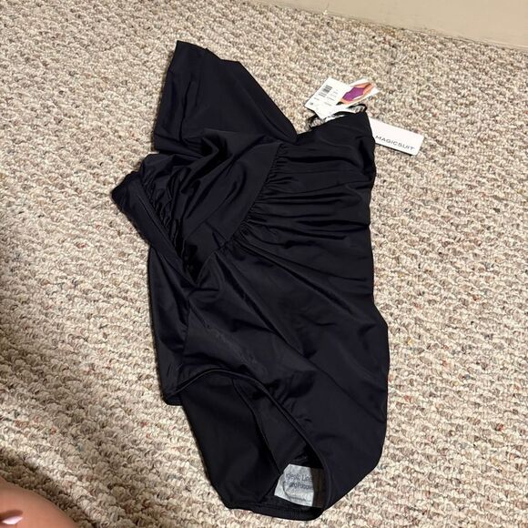 NWT Miraclesuit Magicsuit Goddess Trimming One Shoulder One Piece Black- Size 10 - Picture 4 of 9